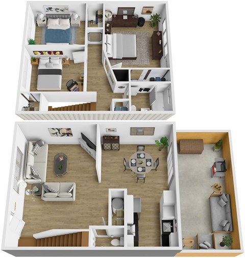 A set of four images showing different layouts of a house.